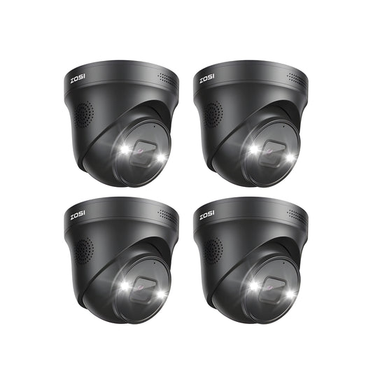 Zosi 4PCS 4K Add-on PoE Security Cameras, Person & Vehicle Detection, C225 - 4PCS 4K