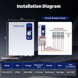Awoco Electric Tankless Water Heater, 208-240V, Instant Heat – WH-EL18K