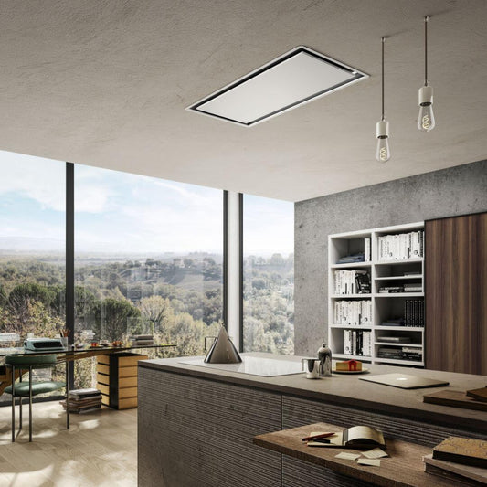 Elica - ILLUSION - Iconic - 40" W x 20" D x 11 3/4" H, White Metal Panel & White Metal Frame - Island Hoods -EIL640WH