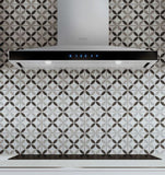 Elica - LUGANO - Techne - 30" W x 19 11/16" D x 5" H, Stainless & Black Glass - Wall Mount Hoods - ELG630S3