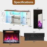 Tangkula 58” Fireplace TV Stand with 23” 3-Side Glass Electric Fireplace - HV10481WH+FP10806US-BK