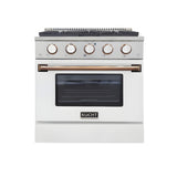 Kucht Professional 30" 4.2 cu ft. Propane Gas Range in White with Gold Accents - KNG301/LP-W-GOLD