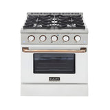 Kucht Professional 30" 4.2 cu ft. Propane Gas Range in White with Gold Accents - KNG301/LP-W-GOLD