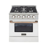 Kucht 30" Pro-Style Propane Gas Dual Fuel Range in White with Gold Accents - KDF302/LP-W-GOLD