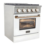 Kucht 30" Pro-Style Natural Gas Dual Fuel Range in White with Rose Gold Accents -  KDF302-W-ROSE