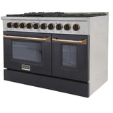 Kucht 48" Pro-Style Natural Gas Dual Fuel Range in Black with Gold Accents -KDF482-K-GOLD