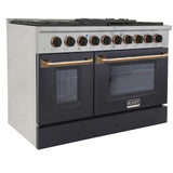 Kucht 48" Pro-Style Natural Gas Dual Fuel Range in Black with Gold Accents -KDF482-K-GOLD