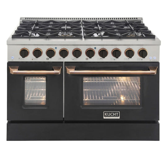 Kucht 48" Pro-Style Propane Gas Dual Fuel Range with 4 Burners in Black -  KDF482/LP-K