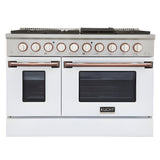 Kucht 30" Pro-Style Natural Gas Dual Fuel Range in White with Rose Gold Accents, -  KDF302-W-ROSE