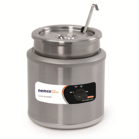 Nemco 6102A-ICL 7-Quart Countertop Round Cooker-Warmer w/ Insert, Cover & Ladle - NE6102AICL