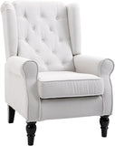 HomCom Button-Tufted Accent Chair with High Wingback, Rounded Cushioned Armrests and Thick Padded Seat, Blue - B07ZR3K7CL-1