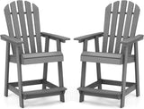 Tangkula Outdoor Bar Stool, HDPE Tall Adirondack Chair with Armrest & Footrest - NP11571GR