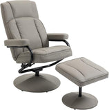 HomCom Swivel Recliner, Manual PU Leather Armchair with Ottoman Footrest for Living Room, - B09PV297DL-1