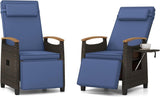 Tangkula Patio Wicker Recliner Chair, Rattan Lounge Chair w/Adjustable Backrest & Footrest - HW72339NY