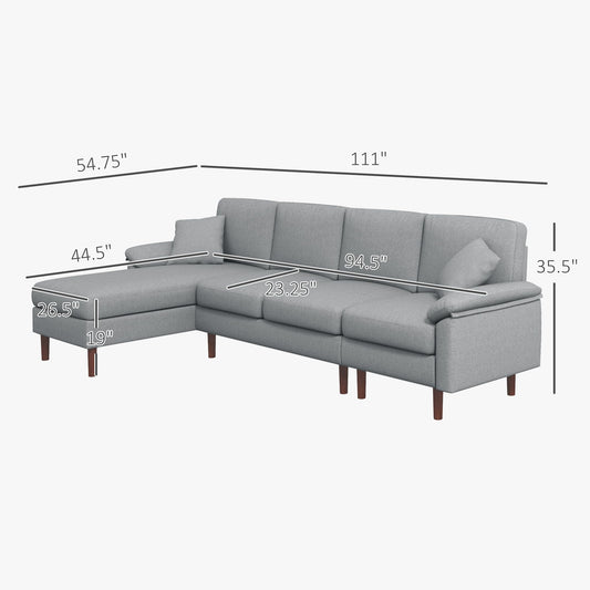 HomCom Reversible L-Shaped Sleeper Sofa w/ Pillows – B0CVX1N2B8