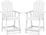 Tangkula Outdoor Bar Stool, HDPE Tall Adirondack Chair with Armrest & Footrest - NP11571GR