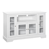 HomCom Sideboard Buffet Cabinet with Storage, Kitchen Cabinet Coffee Bar Cabinet with Glass Doors for Living Room, Kitchen, White - B08YN1ZYTJ