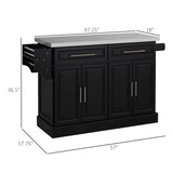 HomCom Rolling Kitchen Island with Storage, Portable Kitchen Cart with Stainless Steel Top - B071YMR7FJ-1