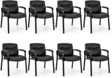 Tangkula Waiting Room Chairs, Upholstered PU Leather Conference Room Chairs with Padded Armrests, Black - CB10598DK-2