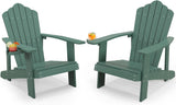 Tangkula Oversized Adirondack Chair, Patio Lounge Chairs w/Adjustable Cup Holder - NP10983BK