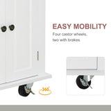 HomCom Kitchen Island on Wheels, Rolling Cart with Rubberwood Top - B08L44DQF8