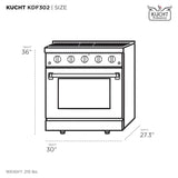 Kucht 30" Pro-Style Natural Gas Dual Fuel Range with 4 Burners in Black - KDF302-K