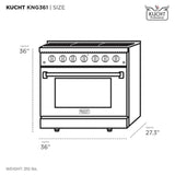 Kucht Signature 36 In. 5.2 cu ft. Natural Gas Range with Black Door and Gold Accents - KNG361-K-GOLD