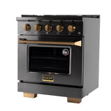 Kucht Gemstone Professional 30" 4.2 cu. ft. Propane Gas Range in Titanium Stainless Steel with Gold Accents -KEG303/LP