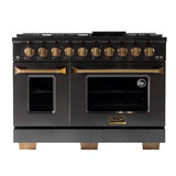 Kucht Gemstone Professional 48" 6.7 cu. ft. Propane Gas Range in Titanium Stainless Steel with Gold Accents - KEG483/LP