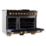Kucht Gemstone Professional 48" 6.7 cu. ft. Propane Gas Range in Titanium Stainless Steel with Gold Accents - KEG483/LP
