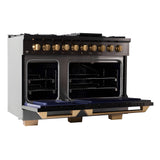Kucht Gemstone Professional 48" 6.7 cu. ft. Natural Gas Range in Titanium Stainless Steel with Gold Accents - KEG483