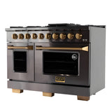 Kucht Gemstone Professional 48" 6.7 cu. ft. Natural Gas Range in Titanium Stainless Steel with Gold Accents - KEG483