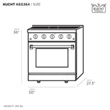 Kucht Gemstone Professional 30" 4.2 cu. ft. Dual Fuel Range in Titanium Stainless Steel with Gold Accents - KED304