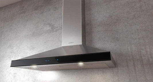Elica - VARNA - Techne - 36" W x 19 11/16" D x 10 1/4" H, Stainless & Black Glass Wall Mount Hoods - EVR636S2