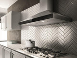 Elica - VARNA - Techne - 36" W x 19 11/16" D x 10 1/4" H, Stainless & Black Glass Wall Mount Hoods - EVR636S2