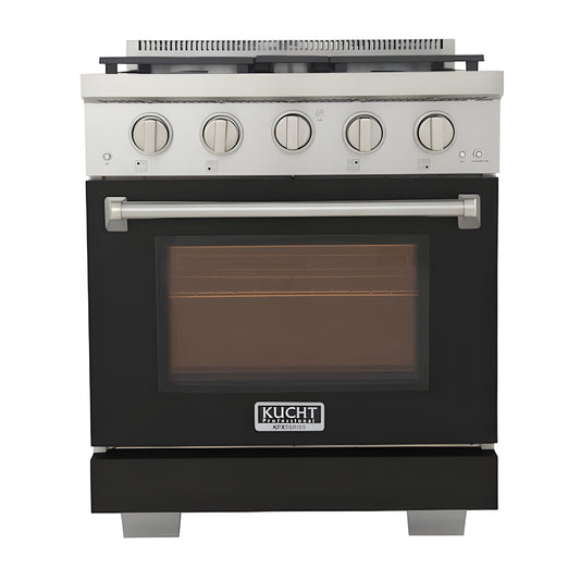 Kucht Professional 30" 4.2 cu. ft. Propane Gas Range in Black with Silver Accents - KFX300/LP-BK