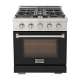 Kucht Professional 30" 4.2 cu. ft. Natural Gas Range in Black with Silver Accents - KFX300-BK
