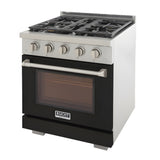 Kucht Professional 30" 4.2 cu. ft. Natural Gas Range in Black with Silver Accents - KFX300-BK