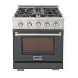 Kucht Professional 30" 4.2 cu. ft. Propane Gas Range in Cement Gray with Silver Accents - KFX300/LP-GY