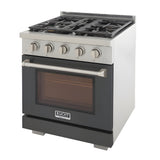 Kucht Professional 30" 4.2 cu. ft. Propane Gas Range in Cement Gray with Silver Accents - KFX300/LP-GY