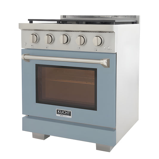 Kucht Professional 30" 4.2 cu. ft. Propane Gas Range in Light Blue with Silver Accents - KFX300/LP-LB