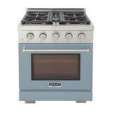 Kucht Professional 30" 4.2 cu. ft. Natural Gas Range in Light Blue with Silver Accents - KFX300-LB