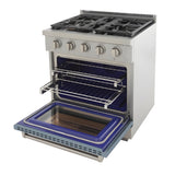 Kucht Professional 30" 4.2 cu. ft. Natural Gas Range in Light Blue with Silver Accents - KFX300-LB