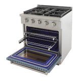 Kucht Professional 30" 4.2 cu. ft. Propane Gas Range in Light Blue with Silver Accents - KFX300/LP-LB
