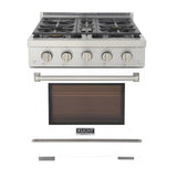 Kucht Professional 30" 4.2 cu. ft. Natural Gas Range in White with Silver Accents - KFX300-W