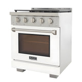 Kucht Professional 30" 4.2 cu. ft. Natural Gas Range in White with Silver Accents - KFX300-W