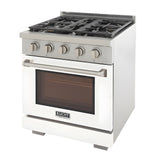 Kucht Professional 30" 4.2 cu. ft. Natural Gas Range in White with Silver Accents - KFX300-W