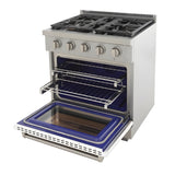 Kucht Professional 30" 4.2 cu. ft. Natural Gas Range in White with Silver Accents - KFX300-W