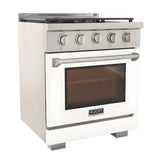 Kucht Professional 30" 4.2 cu. ft. Natural Gas Range in White with Silver Accents - KFX300-W