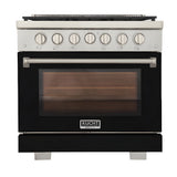Kucht Professional 36" 5.2 cu. ft. Natural Gas Range in Black with Silver Accents - KFX360-BK